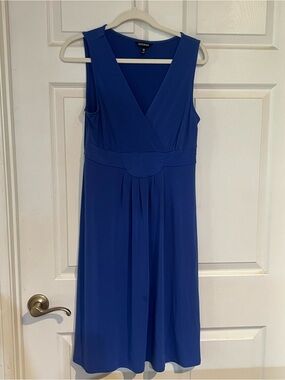 George Royal Blue V-Neck Sleeveless Midi Dress